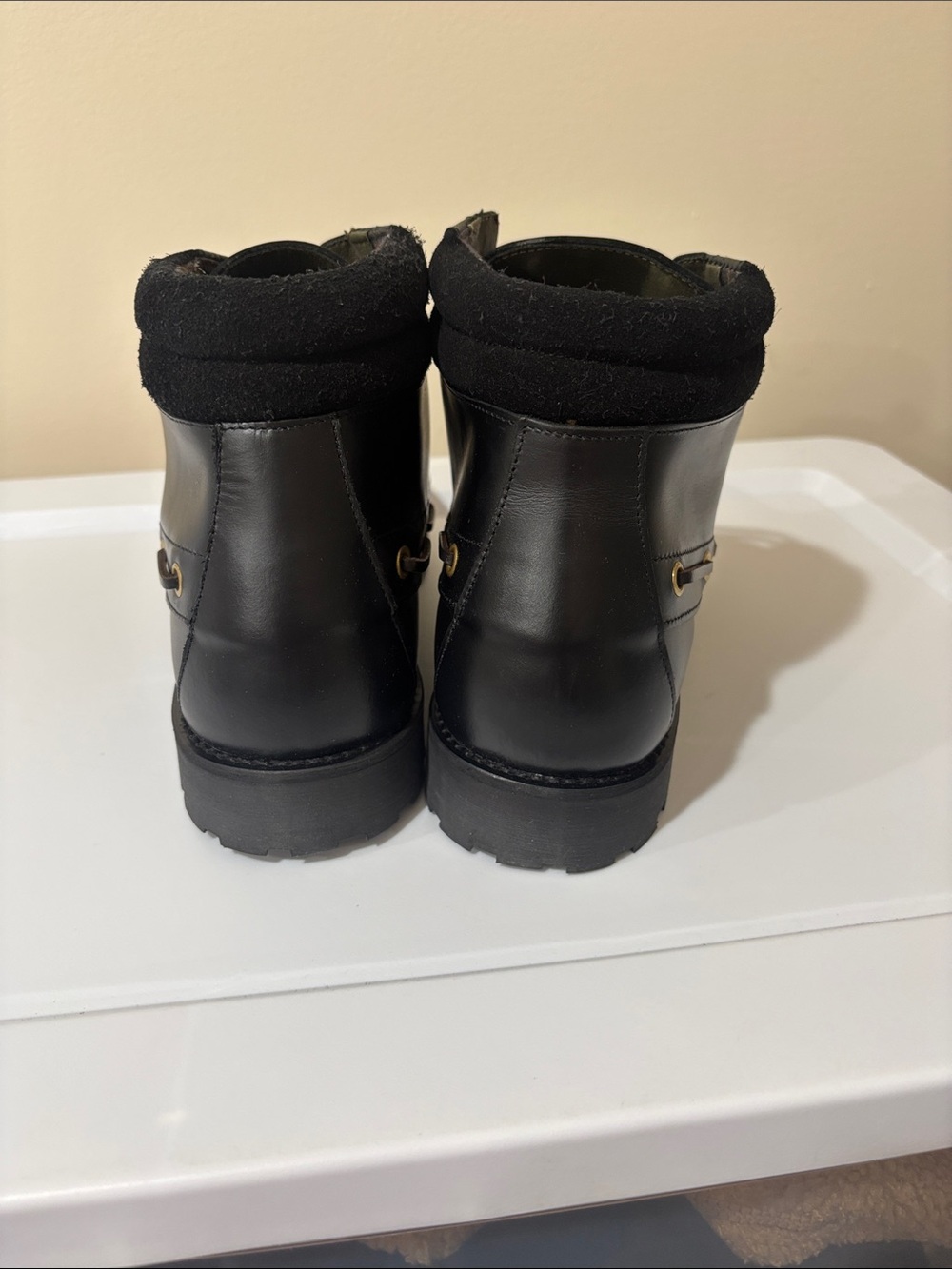 Barbour Black Leather Chukka Moc Toe Lace-Up Boots - Picture 3 of 7